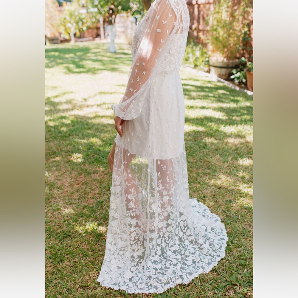 LEROSE ADELE BRIDAL LACE MAXI ROBE - INCLUDES SLIP